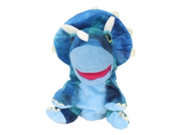 Rebe-marioneta De Mão Animal De Pelúcia Macio E Bonito Com Boca Aberta Móvel Azul 25cm