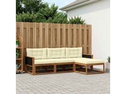 Vidaxl Conjunto De Sofás Para Exterior 4 Pcs Natural E Creme
