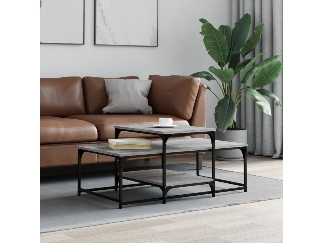 Vidaxl Mesa De Centro 102x60x45 Cm Derivados Madeira Cinzento Sonoma