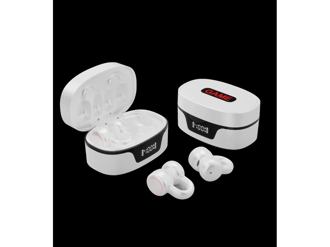 Auriculares Bluetooth True Wireless K24 Ear Clip Bluetooth 5.3 Com Visor De Bateria Branco