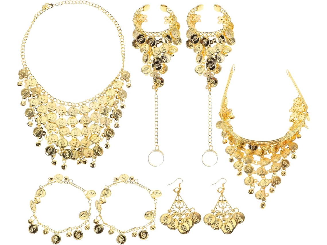 De Joias Para Dança Do Ventre Feminina, Incluindo Colar, Pulseira, Tornozeleiras E Brincos.