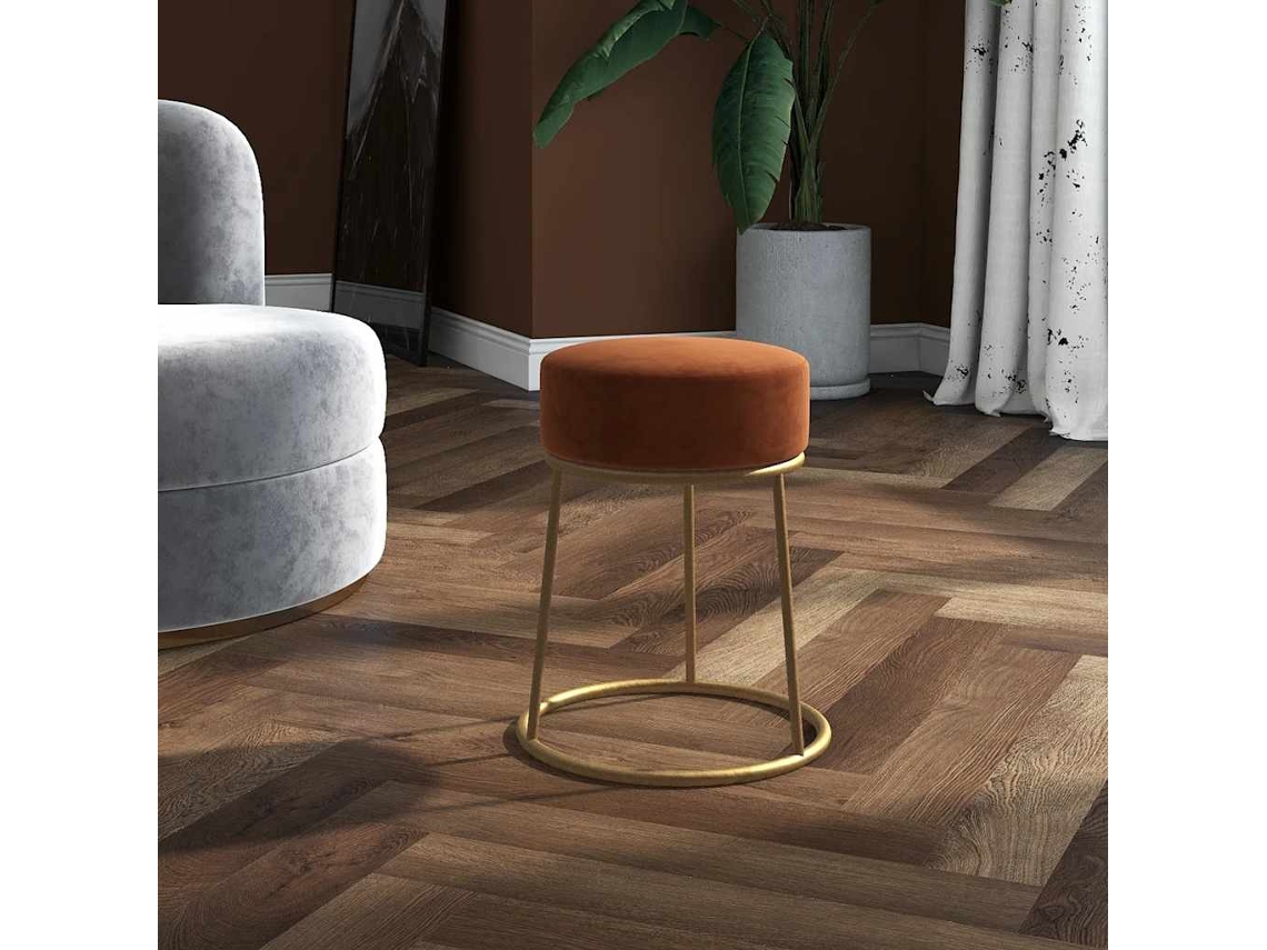Vidaxl Banqueta Redonda Veludo Castanho