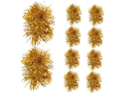 Conjunto 10 Pulseiras Reutilizáveis Douradas Pompons Feitas Arame Leves Duráveis Acessórios Líder Torcida GOKOCO