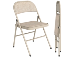Conjunto de 2 cadeiras dobráveis portáteis para jantar estrutura de aço bege S/MARCA