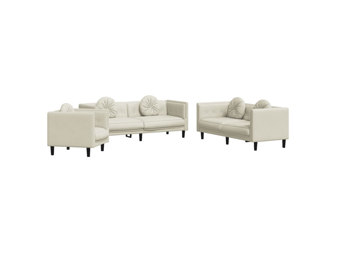 Sofa Set, Sofa Sets Vidaxl Creme Veludo (n/a)