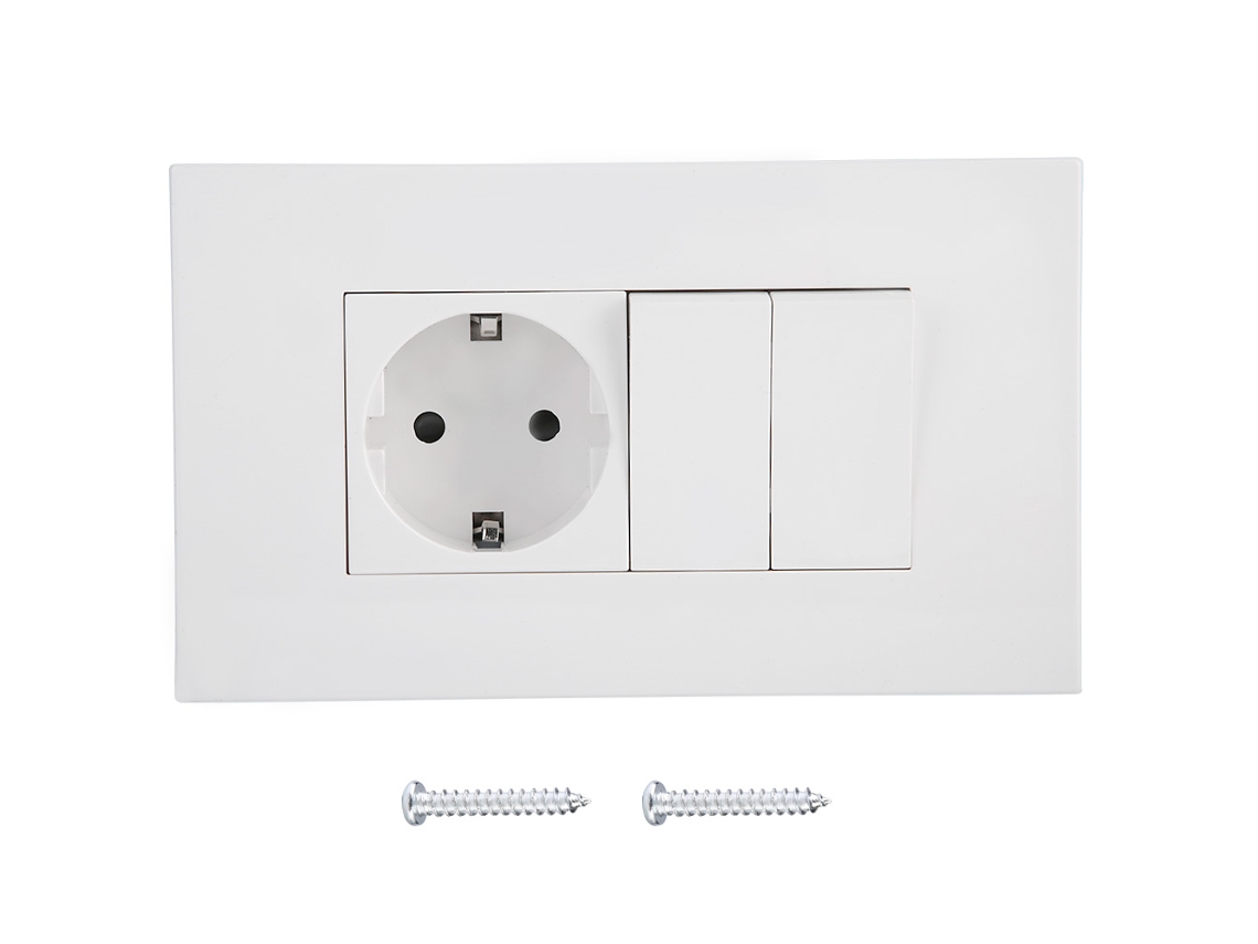 Adaptador De Parede Com Tomada De Saída Única E Dois Interruptores Cor Conforme Fotos (plug Gb)