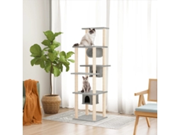 Vidaxl Árvore P/ Gatos C/ Postes Arranhadores Sisal 169 Cm Cinza-claro