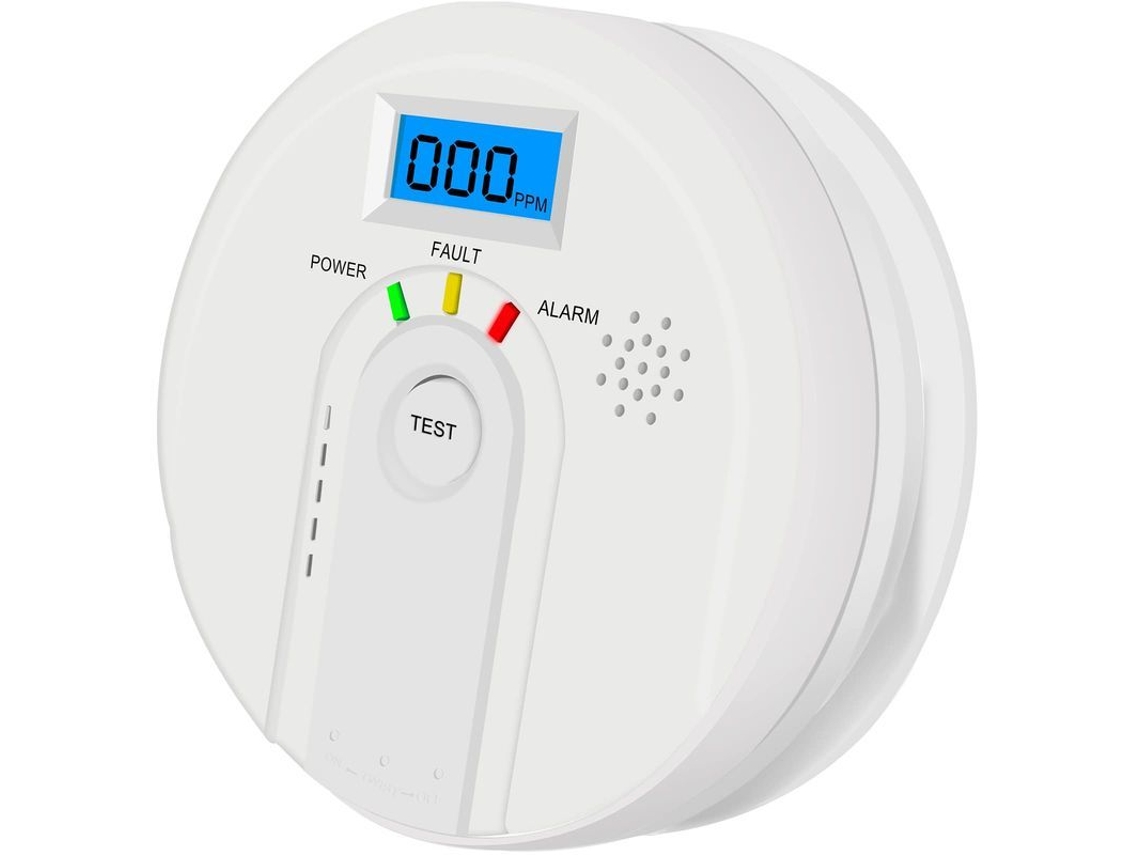 2026 detector de Monóxido de Carbono com Tela Digital e Alarme Sonoro para Lar