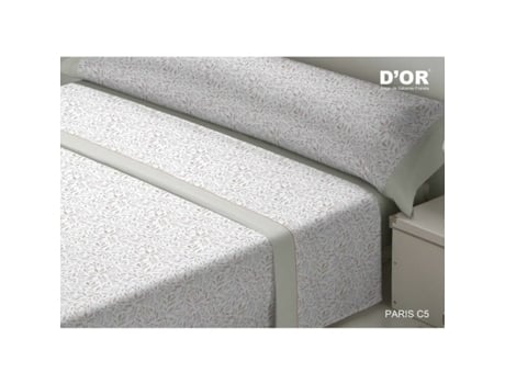 Conjunto De Lençol Dor Paris Algodão Cinzento (180x200)