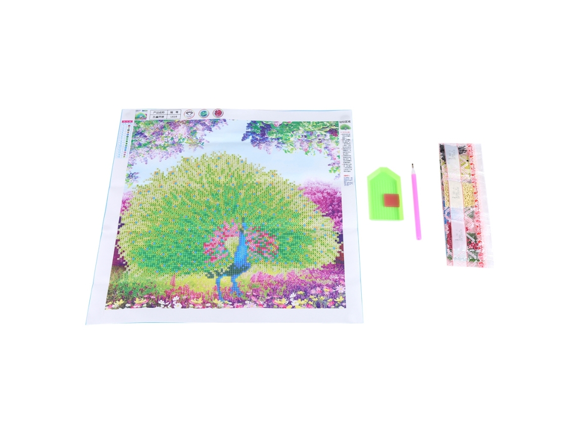 Laxiscreed Pintura De Diamante Cubo Mágico Pavão Em Exibição 35x35cm, Arte Decorativa De Alta Qualidade