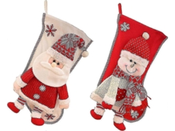 Pacote Com 2 Meias De Natal Vermelhas De 17,7 Polegadas Com Design 3d De Papai Noel E Boneco De Neve. Loja Olysi
