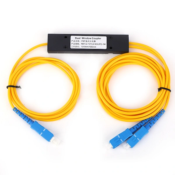 Divisor de fibra óptica monomodo 1x2 FBT, módulo SC, interface UPC, 1310-1550 nm Aquaforge