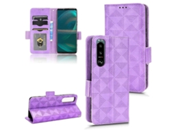 Capa De Couro Com Triângulo Simétrico Para Sony Xperia 5 Iii