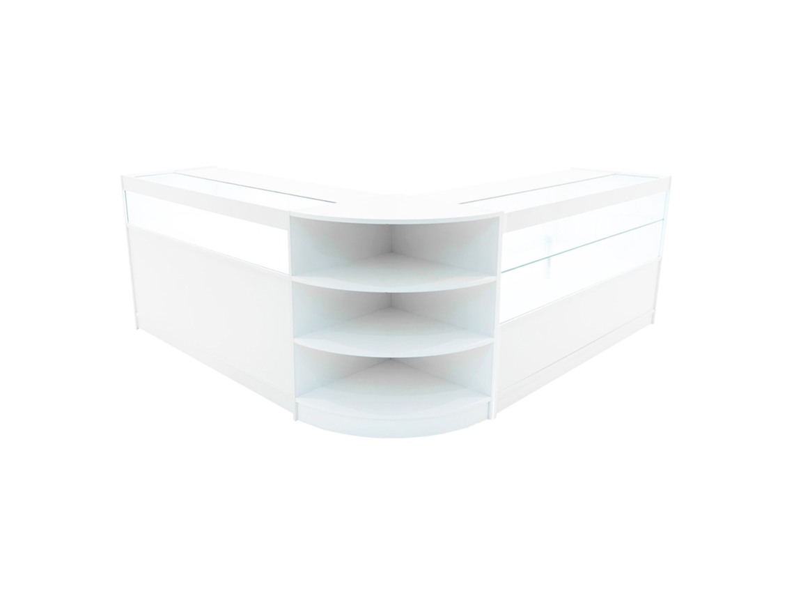 Conjunto De Balces Comerciais Harmonia | Branco | B1500c1500lm60 | Mdf E Vidro Temperado | Prateleiras E Portas De Monstershop