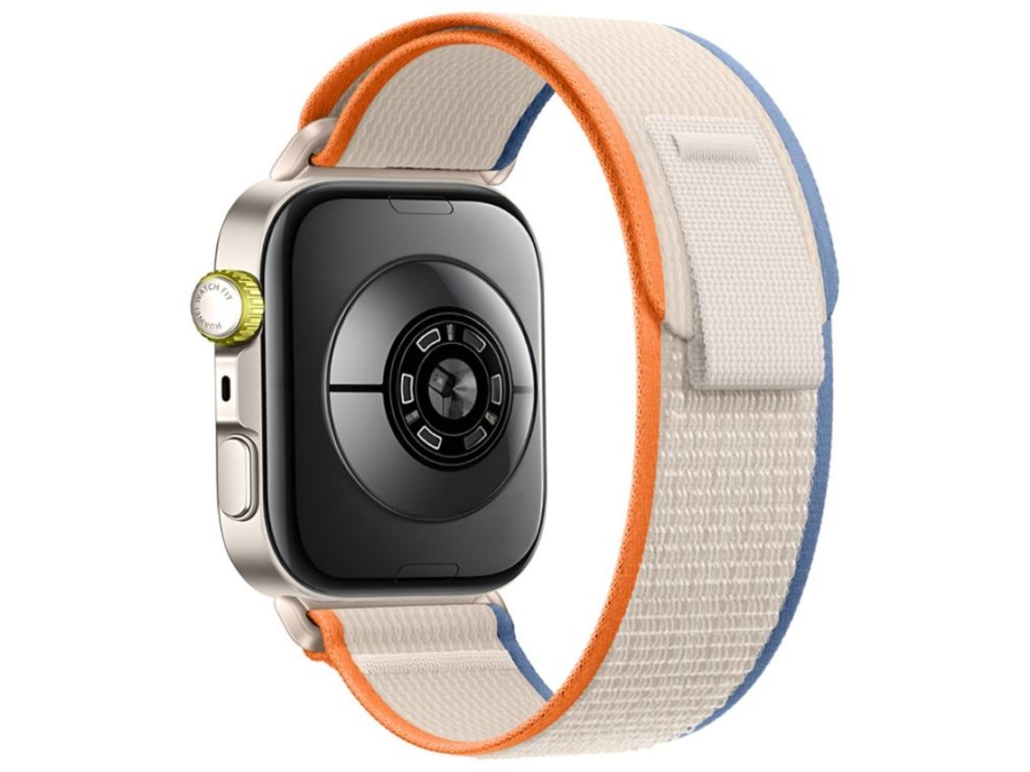 Bracelete para Huawei Watch Fit 4 Pro 4 3 XIAOMOYU nylon com fecho de velcro wild path loop laranja e bege