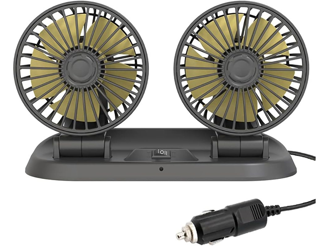 Ventilador Automotivo Ljj Com Duas Cabeças, Rotação Horizontal De 360° E 180°, 2 Velocidades, Para Veículos Preto, 12v
