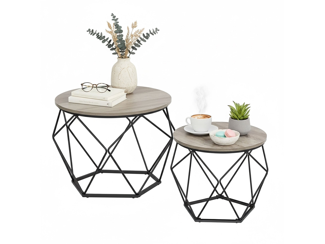 Conjunto De Mesas Laterais De Vime Com Tampos Removíveis, 2 Peças.