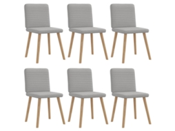 Vidaxl Cadeiras De Jantar 6 Pcs Tecido Cinza Nuvem