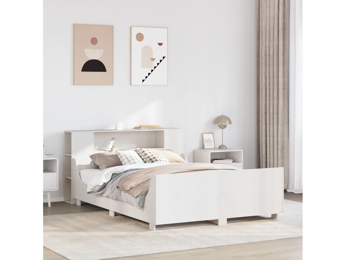 Vidaxl Cama Sem Colchão 160x200 Cm Madeira De Pinho Maciça Branco