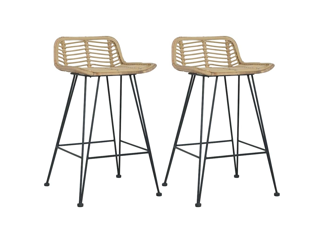 Vidaxl Cadeiras De Bar 2 Pcs Vime Genuíno