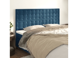 Cabecero de terciopelo de 4 piezas 100x5x78/88 cm azul oscuro