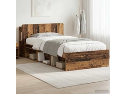 Vidaxl Estrutura De Cama Com Armazenamento Madeira Antiga 90 X 190 Cm