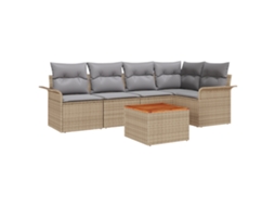 Conjunto 6 Sofá De Jardim Vidaxl Bege Vime Pe (242,5 X 132,5 X 69 Cm)
