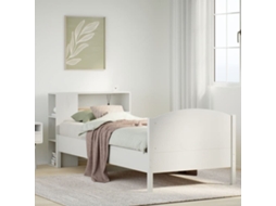 Cama Com Estante Sem Colchão 100x200 Cm Pinho Maciço Branco