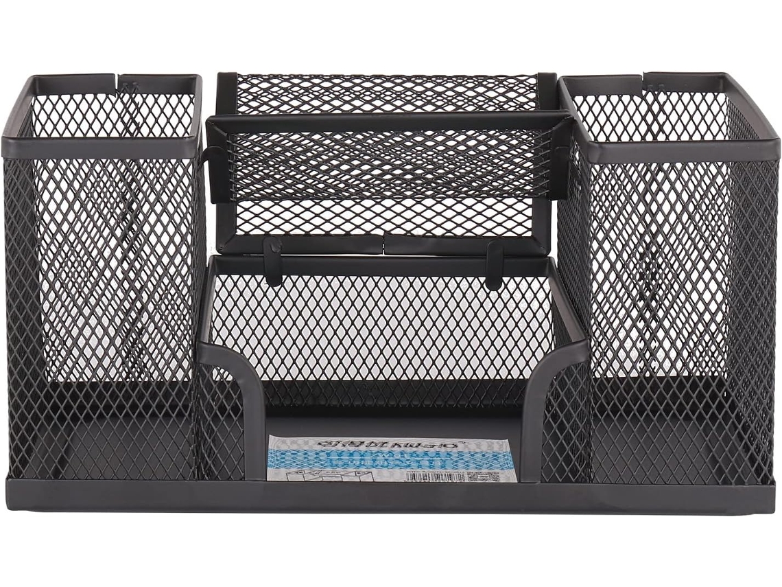 Organizador De Mesa Em Tela Materiais Escritório, Porta Lápis E Cesto De Armazenamento, Organizador De Mesa Com 4 Compartimentos