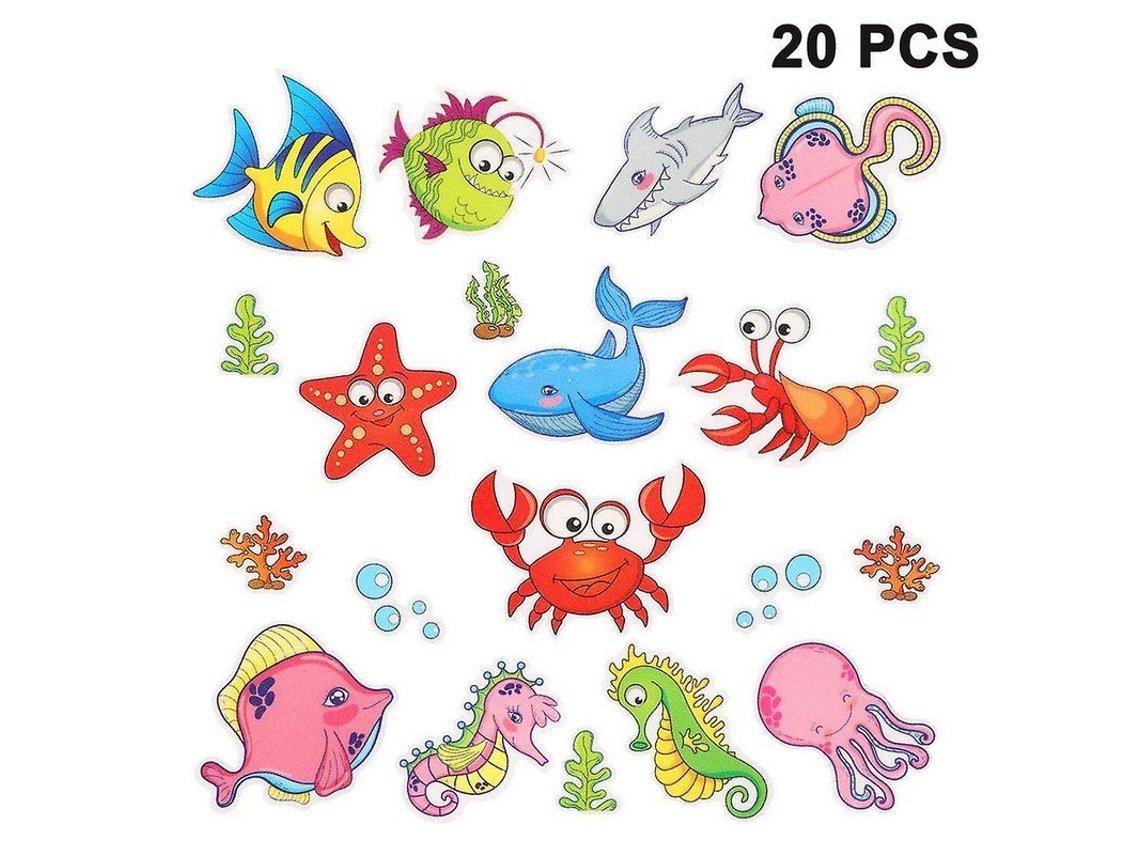 Adesivos Anti deslizantes Nova Line com animais marinhos para crianças 20pcs S/MARCA