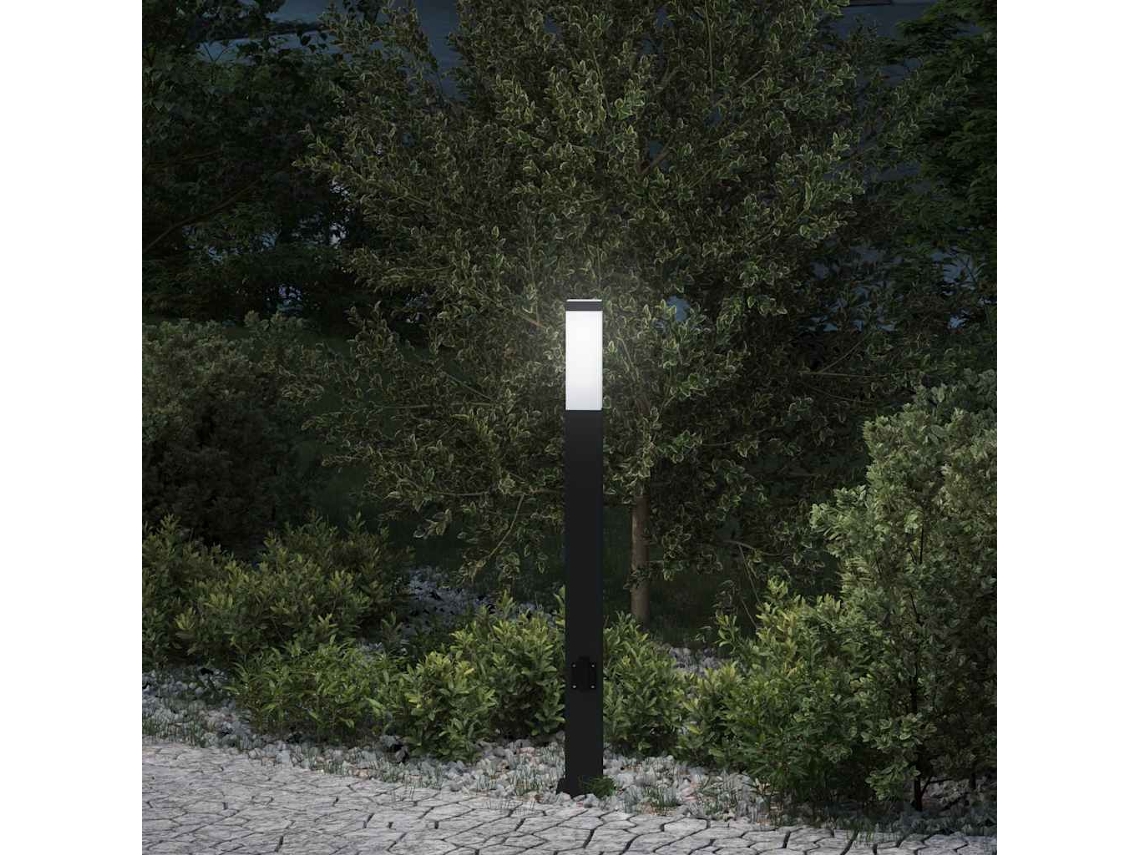 Vidaxl Luminária De Poste Com Tomada, 80 Cm, Preta, Ip44