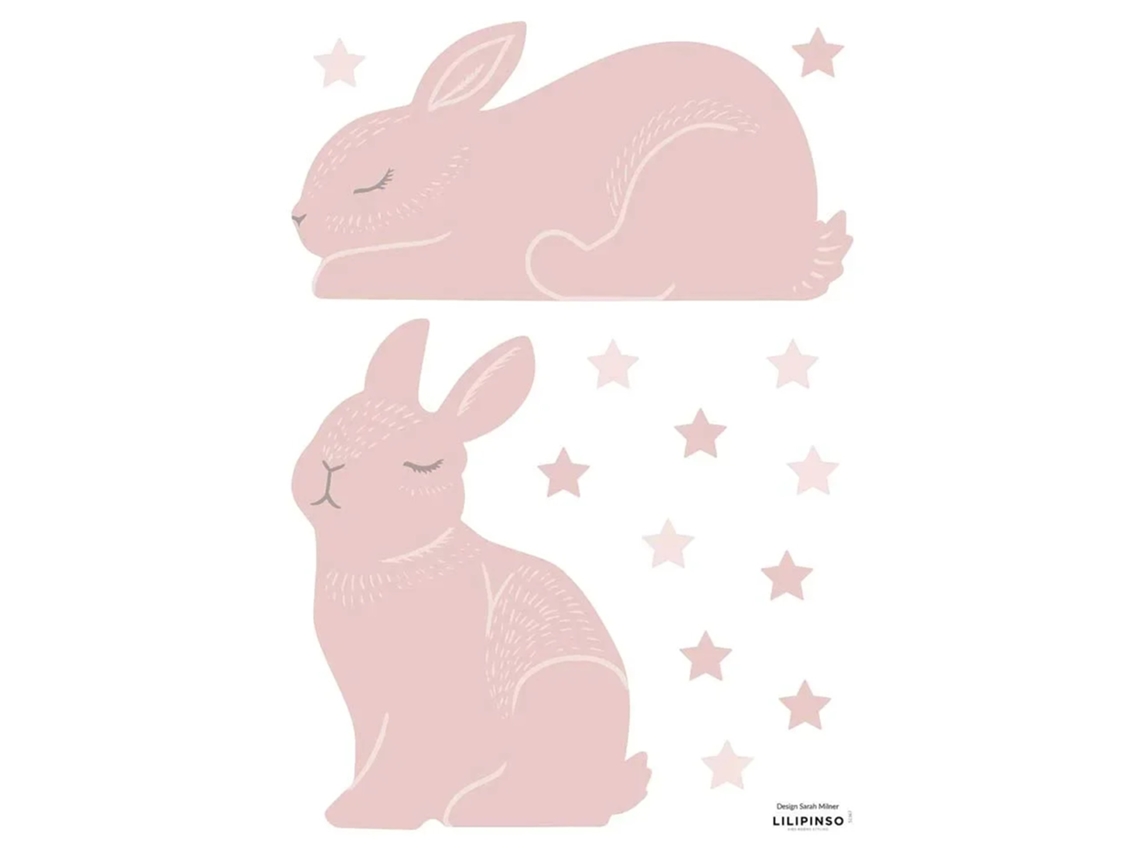 Coelhinho Autocolante De Parede Lilipinso E Rosa Velha Das Estrelas