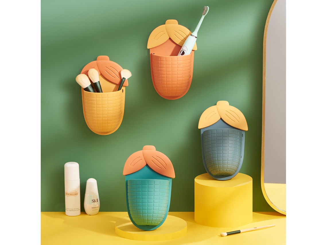 Organizador criativo para banheiro, ideal para armazenar maquiagem, pincéis de dente, massa dente e outros itens (amarelo, verde, azul, -aquaforge)