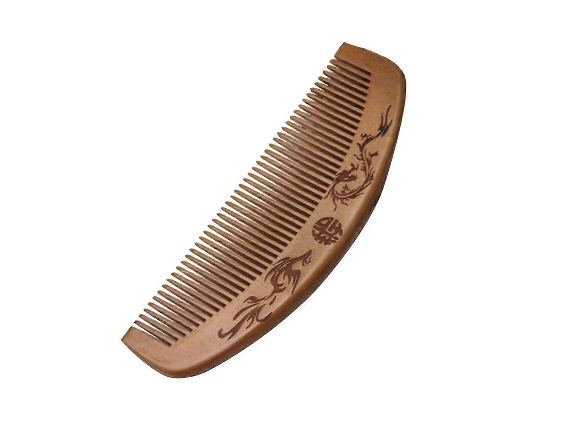 Pente De Madeira De Pêssego Gravado Com Dragão E Fênix Qinhai, Massageador Antiestático, Pente Para Cuidados Com Os Cabelos Jinyubo Store