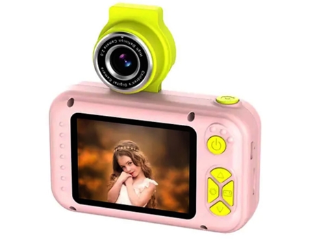 CP Fl1 Kids Hd 1080P Flip Lens Foto e Câmera de Vídeo Microsd 2''Lcd Tela Colorida Rosa