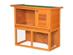 Coelheira De Exterior De Madeira Pequenos 2 Níveis Com Rampa Teto Asfáltico E Porta Com Trava 90x45x80 Cm E Verde