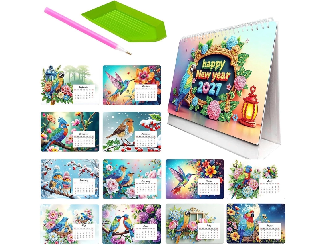 Calendário De Pintura Com Diamantes Diy Planejador Arte Mensal, Mesa