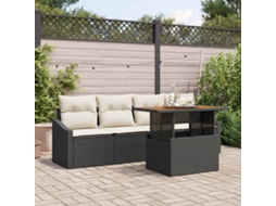 Vidaxl Conjunto De Sofá De Jardim 5 Unid. Preto Rattan Sintético