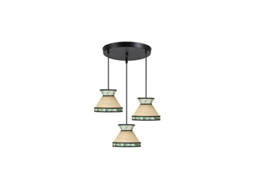 Luminária De Teto Constantinople, 3xe27, Altura Regulável , Bege E Verde Fabrilamp (lâmpadas Não Incluídas)