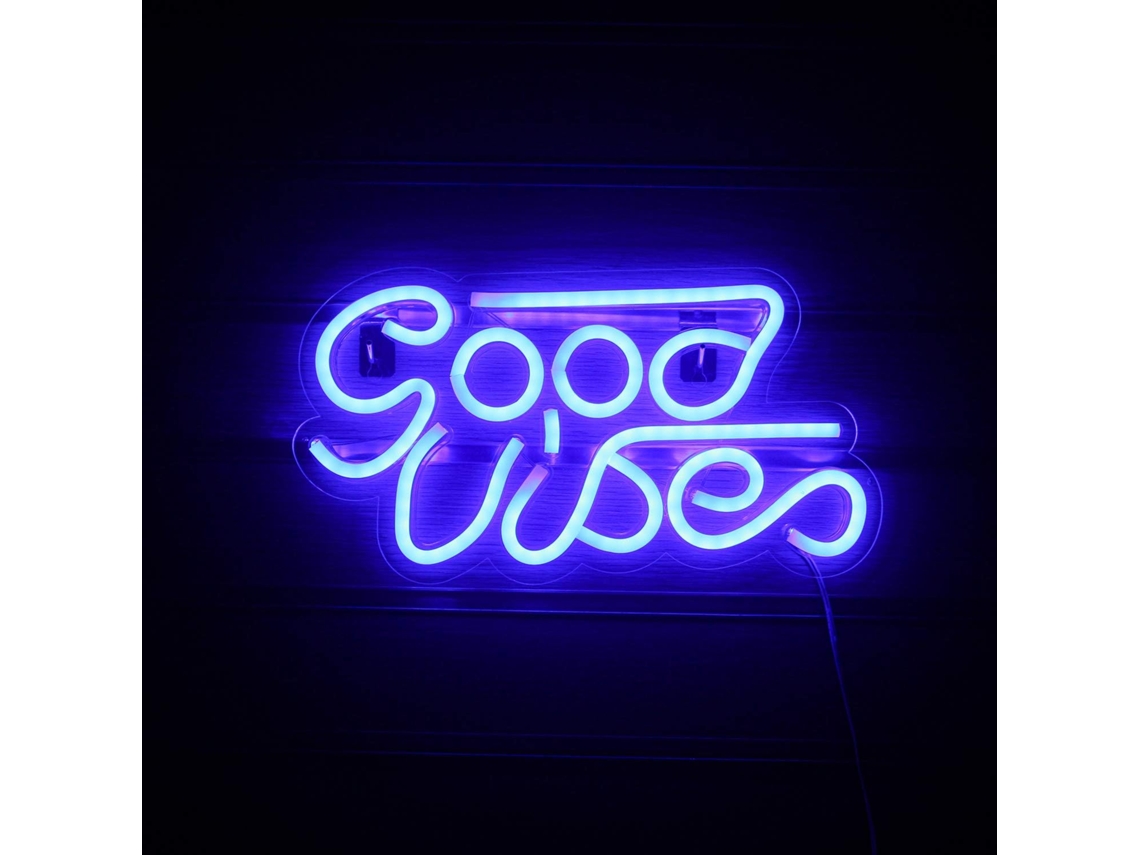 Neon “Good Vibes” para Decoração Luz Led para Quarto e Pub Usb 19 6''4 9'' NEVEANCE