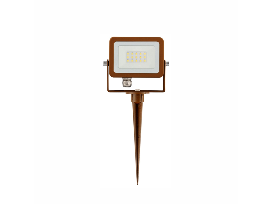 Refletor Led Sky 10w Beneito &amp; Faure Para Exterior Com Estaca, Ótica De 115º, 3000k, Acabamento Texturizado Em Aço Corten Verde De Alta Qualidade
