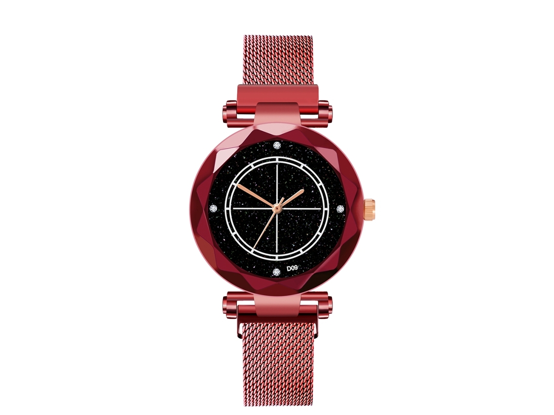 Relógio de pulso masculino casual, mostrador de liga metálica, espelhado, quartzo vermelho.