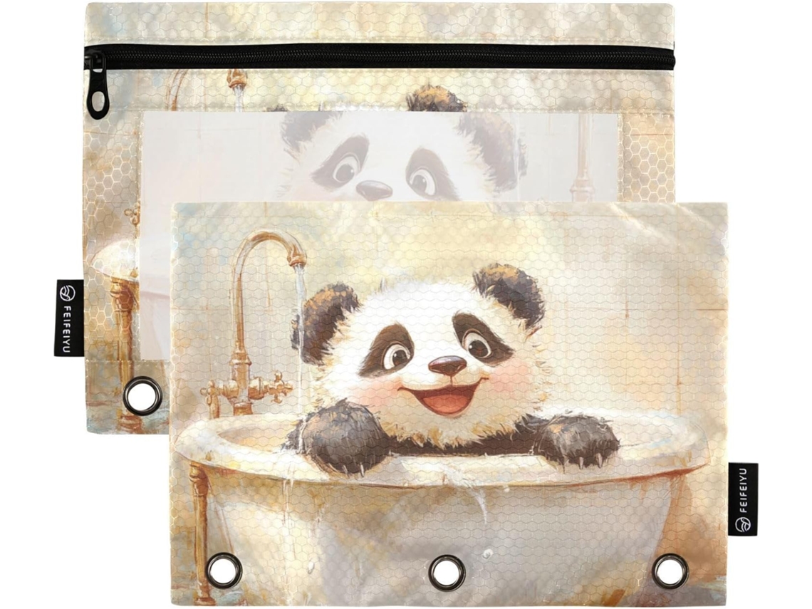Beauty Panda Pastas Estilo Retrô Com Janela Transparente, Estojo Grande E Resistente, 3 Argolas Materiais De