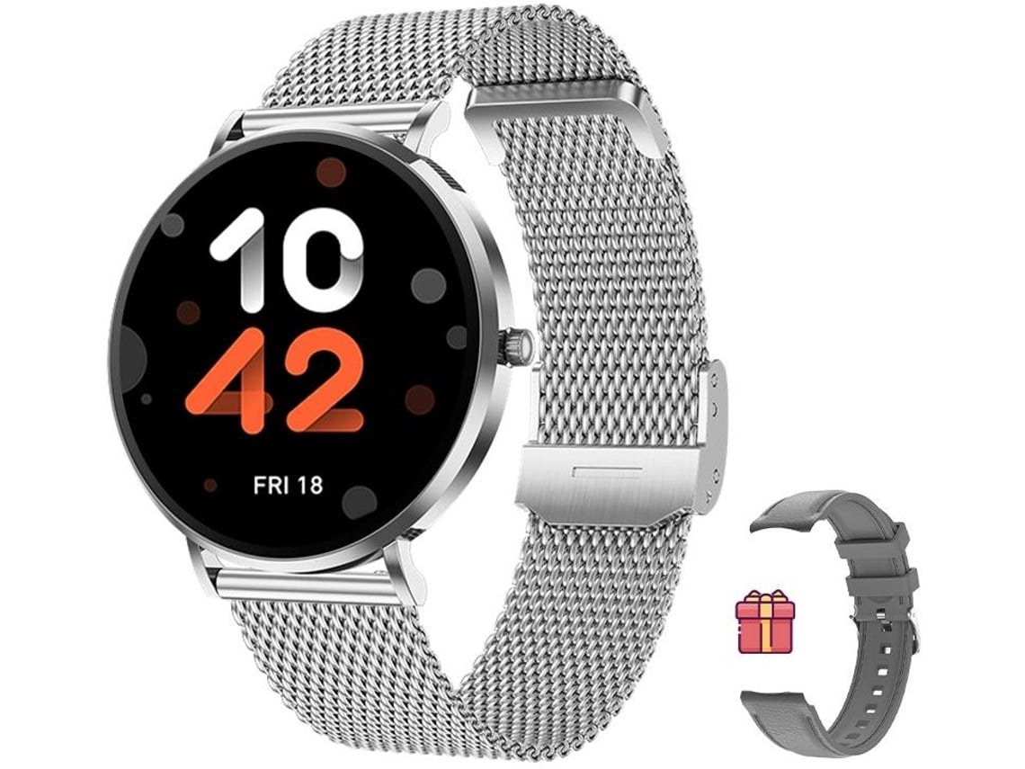 Relógio Inteligente T8Pro Amoled 1.32 de Aço Com Chamada Bluetooth Prata