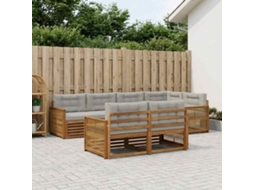 Vidaxl Conjunto De Sofás Para Exterior 7 Pcs Natural E Cinzento-claro