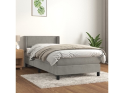 Vidaxl Cama Com Molas/colchão 80x200 Cm Veludo Cinza-claro