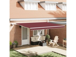 Vidaxl Toldo Retrátil Manual Com Luz Led 450x300 Cm Bordô