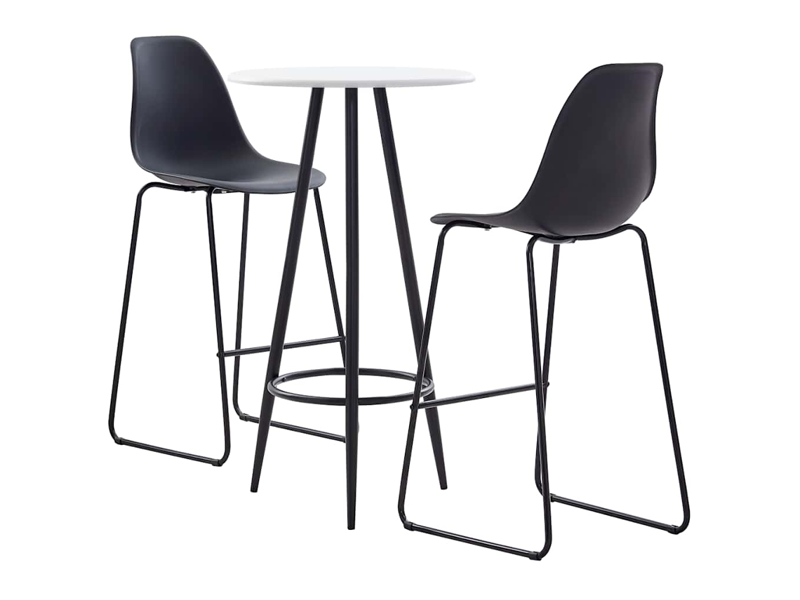 Vidaxl 3 Pcs Conjunto De Bar Plástico Preto