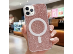 Capa Transparente Com Glitter Para Iphone 11 Pro - Acrílico - Magsafe - Rosa