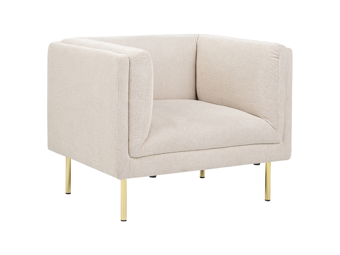 Poltrona Beliani Moen De Tecido Creme Claro 87x75x72